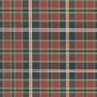 Textielontwerp met tartanstructuur waarin vensters ontstaan door kruisende banen en zachte contrasten.