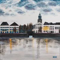 Contemplatief schilderij met zonsopkomst en stilte door Hildo Nijk