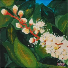 Verstild schilderij met laurierblad door Hildo Nijk