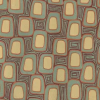 All-over print met gelaagde texturen en aardse tonen die een verstilde, organische ondergrond vormen.